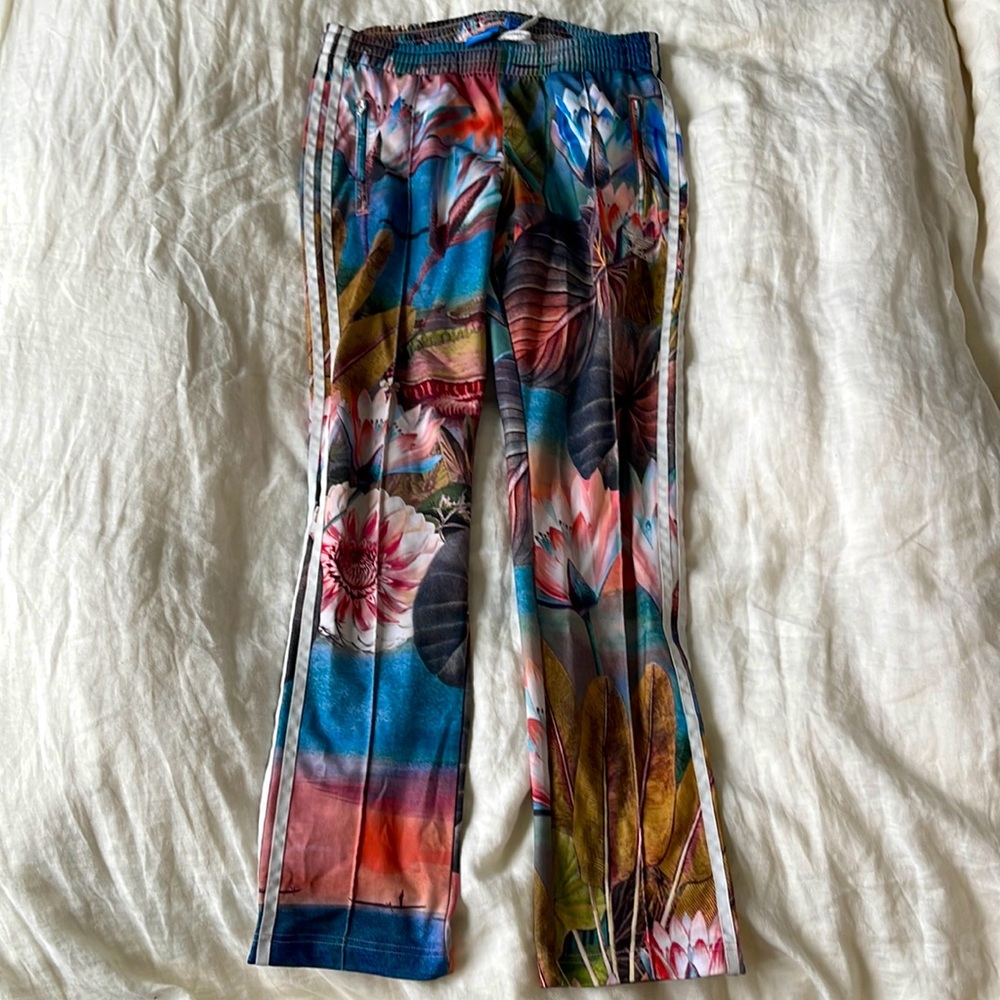 Adidas Farm Rio track pants, water lily pattern